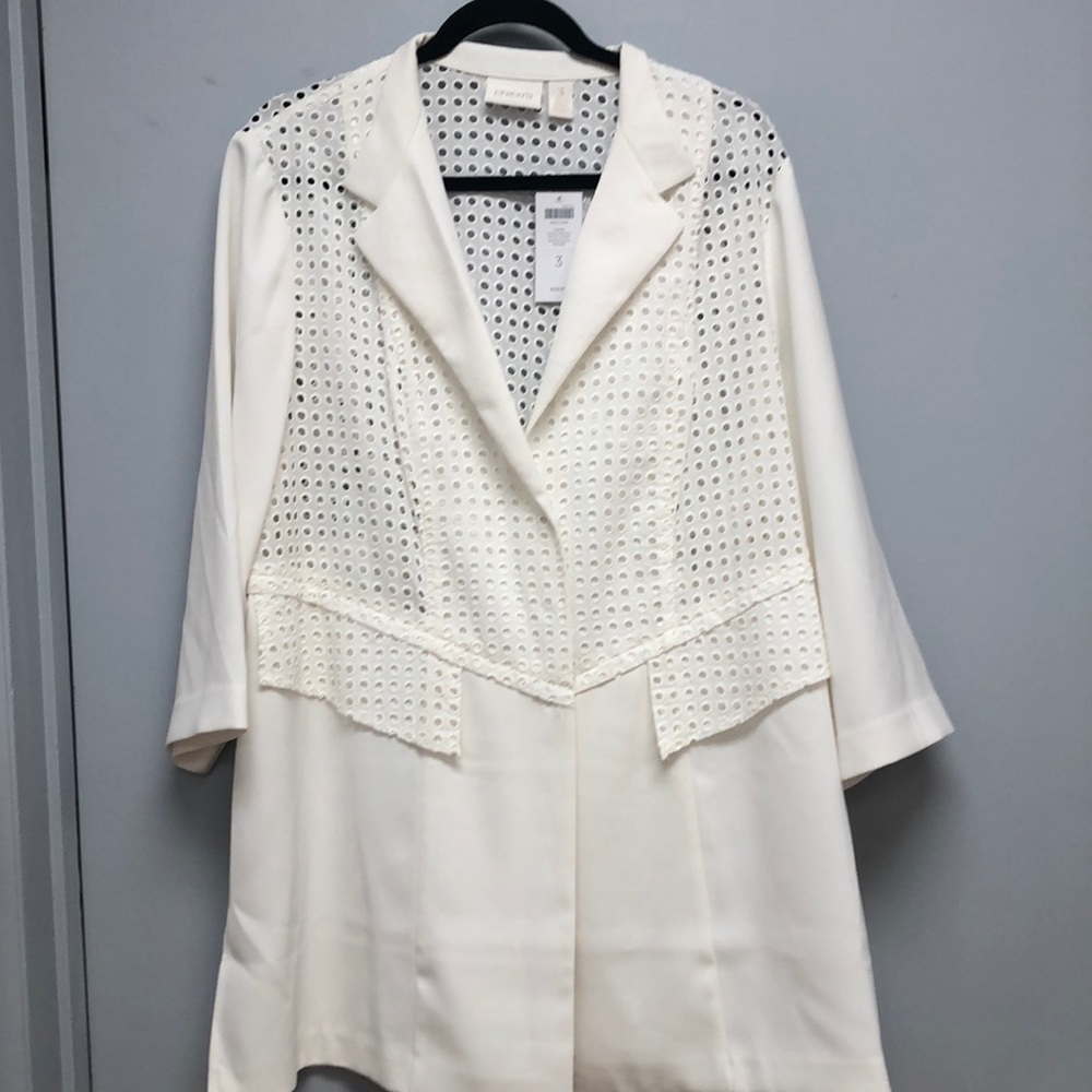 NWT Chico’s Eyelet 3/4 Sleeve Jacket Sz3
